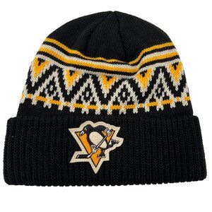 CCM Unisex OSFA Black Yellow Pittsburgh Penguins NHL Hockey Beanie Hat NWT